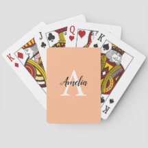 Stijlvolle Peach Monogram Speelkaarten