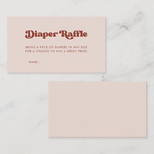 Stijlvolle Peach Pink Baby shower luier loterij Informatiekaartje (Voorkant / Achterkant)