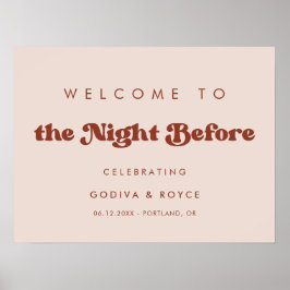 Stijlvolle Peach Pink Welkom op de avond ervoor Poster