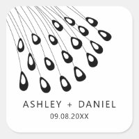 Stijlvolle Peacock Feather Modern Sticker, Favor T
