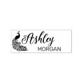 Stijlvolle Peacock Silhouet Signature Naam Rubberstempel (Afrduk)