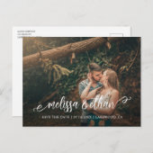 Stijlvolle penseelscriptverbinding met de datum op aankondigingskaart (Voorkant / Achterkant)