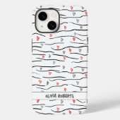 Stijlvolle penseelstreken harten lijnen patroon pe Case-Mate iPhone case (Achterkant)
