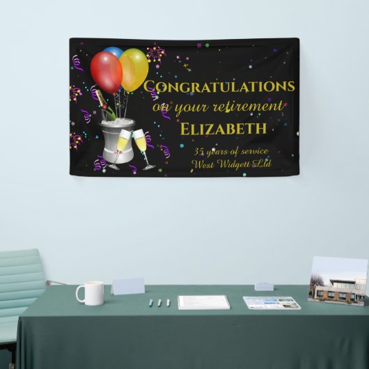 Stijlvolle Pensionering Gefeliciteerd Spandoek (Beurs)