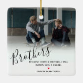 Stijlvolle persoonlijke broederfoto en aangepaste  keramisch ornament (Achterkant)