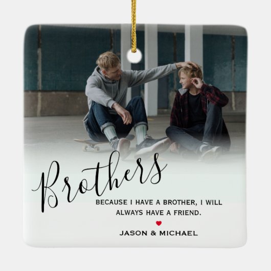 Stijlvolle persoonlijke broederfoto en aangepaste  keramisch ornament (Achterkant)