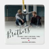 Stijlvolle persoonlijke broederfoto en aangepaste  keramisch ornament (Voorkant)