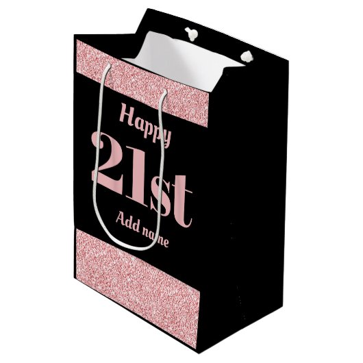 Stijlvolle , persoonlijke verjaardagskaarttas 21st medium cadeauzakje (Voorkant Gekanteld)