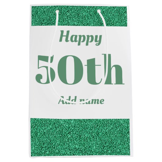 Stijlvolle , persoonlijke verjaardagskaarttas 50st medium cadeauzakje (Voorkant)