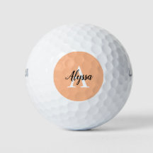 Stijlvolle perzik monogram script golfballen