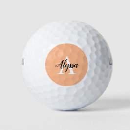 Stijlvolle perzik monogram script golfballen