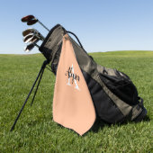 Stijlvolle perzik monogram script golfhanddoek (Groen)
