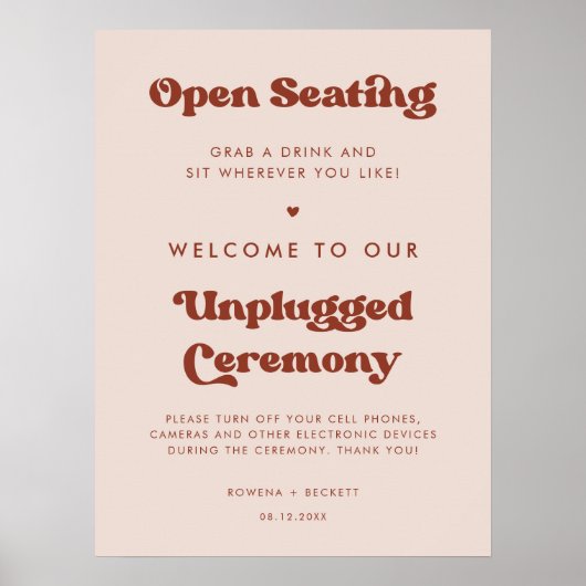 Stijlvolle Perzik Roze Open zitplaatsen Unplugged  Poster (Voorkant)