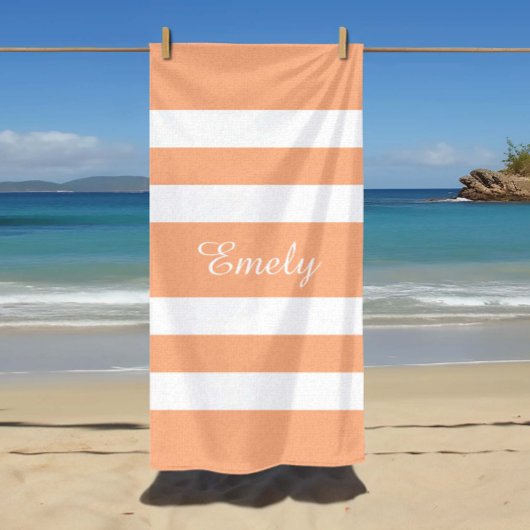 Stijlvolle perzik roze strepen strandlaken