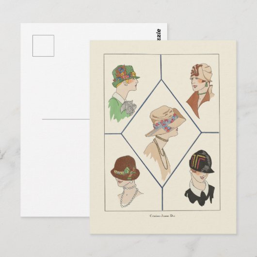 Stijlvolle Petten Franse illustratie Art Deco Briefkaart (Voorkant / Achterkant)