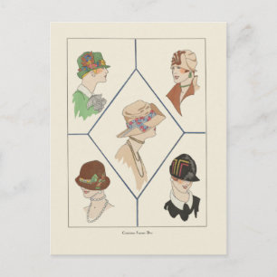 Stijlvolle Petten Franse illustratie Art Deco Briefkaart