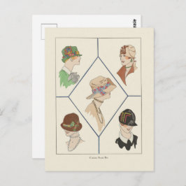 Stijlvolle Petten Franse illustratie Art Deco Briefkaart