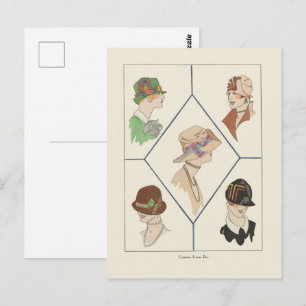 Stijlvolle Petten Franse illustratie Art Deco Briefkaart