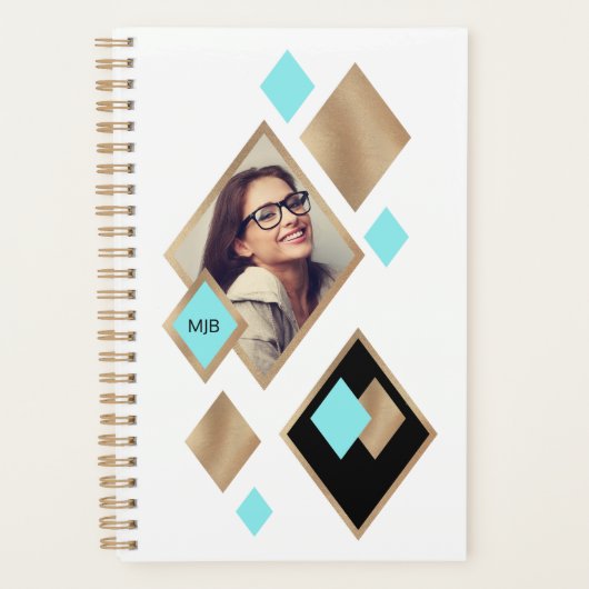 Stijlvolle Photo Diamond geometrisch met Monogram Planner (Voorkant)