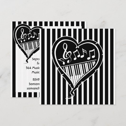 Stijlvolle piano houdt van hartmuziek Birthday Par Kaart (Voorkant / Achterkant)