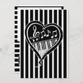 Stijlvolle piano houdt van hartmuziek Birthday Par Kaart (Voorkant / Achterkant)