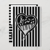 Stijlvolle piano houdt van hartmuziek Birthday Par Kaart (Voorkant / Achterkant)