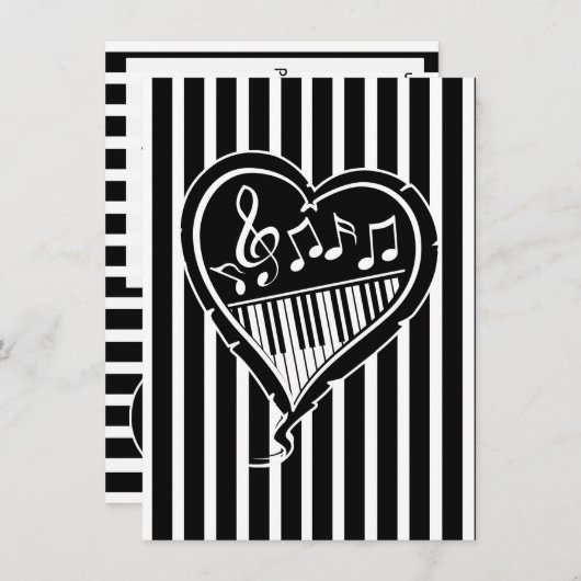 Stijlvolle piano houdt van hartmuziek Birthday Par Kaart (Voorkant / Achterkant)