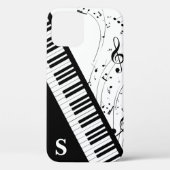 Stijlvolle Piano Keyboard Muzieknoten Monogram Case-Mate iPhone Case (Achterkant)