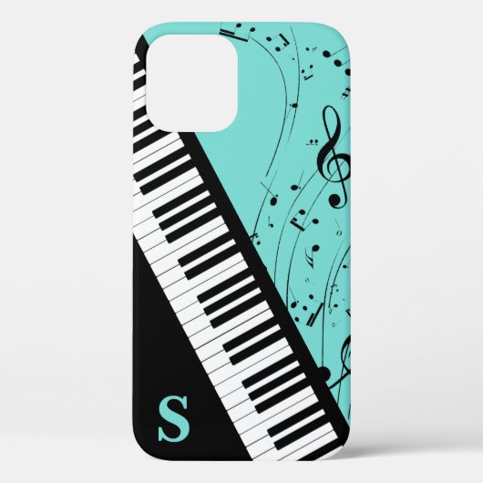 Stijlvolle Piano Keyboard Muzieknoten Monogram Min Case-Mate iPhone Case (Achterkant)
