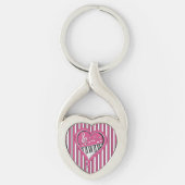 Stijlvolle Piano-Muzieknoten in roze, zwart en wit Sleutelhanger (Voorkant)