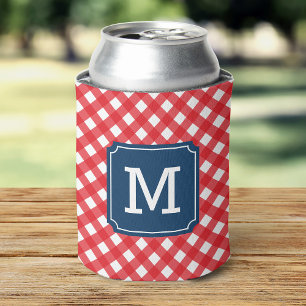 Stijlvolle Picknick Red Gingham Personaliseer Mono Blikjeskoeler