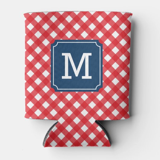 Stijlvolle Picknick Red Gingham Personaliseer Mono Blikjeskoeler (Voorkant)