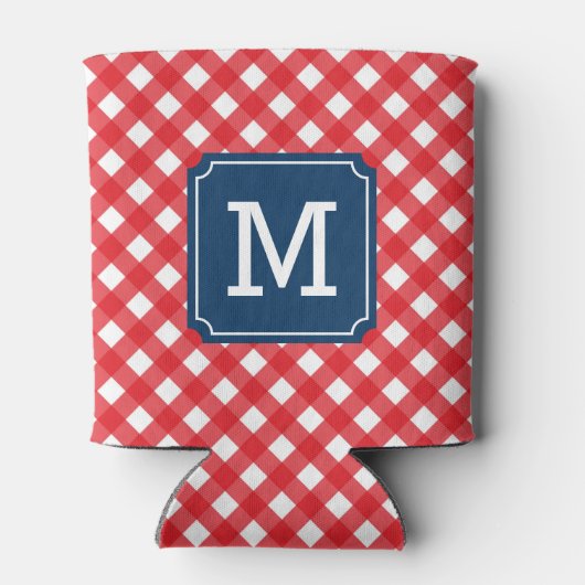 Stijlvolle Picknick Red Gingham Personaliseer Mono Blikjeskoeler (Achterkant)