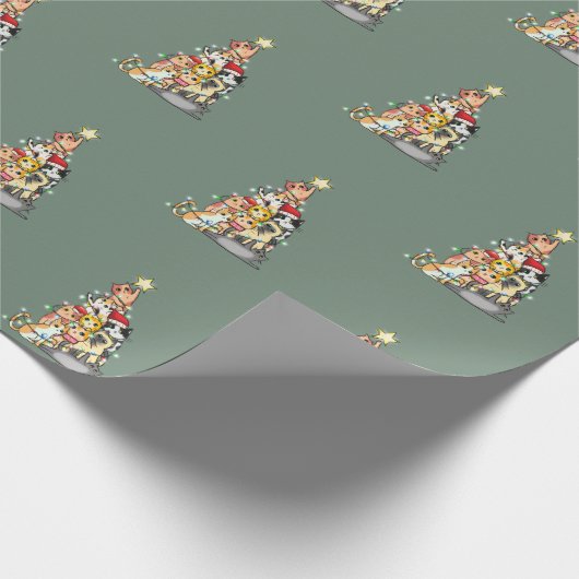 Stijlvolle pine boomkatten cadeaupapier (Hoek)