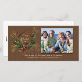 Stijlvolle Pine Cone Krans Vakantie PhotoCard Feestdagenkaart (Voorkant / Achterkant)