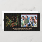 Stijlvolle Pine Cone Krans Vakantie PhotoCard Feestdagenkaart (Voorkant / Achterkant)