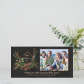 Stijlvolle Pine Cone Krans Vakantie PhotoCard Feestdagenkaart (Staand voorkant)