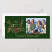 Stijlvolle Pine Cone Krans Vakantie PhotoCard Feestdagenkaart (Voorkant / Achterkant)