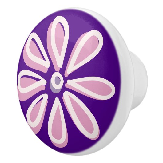 Stijlvolle Pink Bloom Doodle Keramische Knop (Rechts)