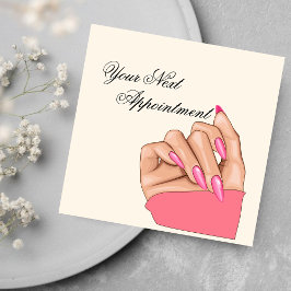 Stijlvolle Pink Nails Artist Afspraakkaart Vierkante Visitekaartje