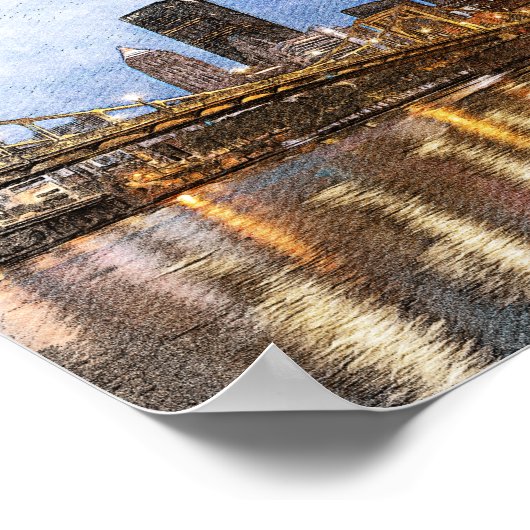 Stijlvolle Pittsburgh Cityscape Waterverf Cityscap Poster (Hoek)
