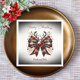 Stijlvolle Plaid Bow Christmas Party Servet
