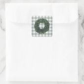 Stijlvolle Plaid Buxus Krans Boerderij Gingham Vierkante Sticker (Tas)