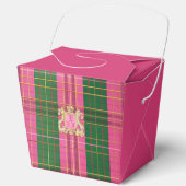 Stijlvolle Plaid Roze en Groen Gouden Kreeft Bedankdoosjes (Voorkant)