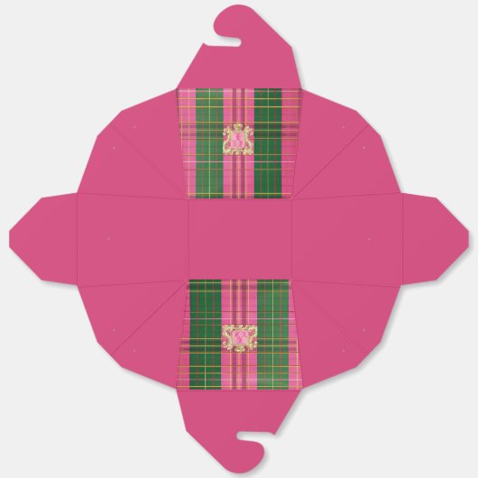 Stijlvolle Plaid Roze en Groen Gouden Kreeft Bedankdoosjes (Ongevouwen)