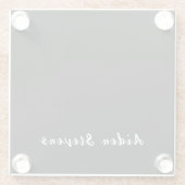 Stijlvolle Plain Black & White Minimalist Naam toe Glazen Onderzetter (Achterkant)
