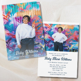 Stijlvolle Plezier Custom 2 Foto Graduation Party Kaart