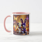 Stijlvolle pluche-konijnen en vlinders mok (Links)