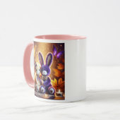 Stijlvolle pluche-konijnen en vlinders mok (Voorkant links)
