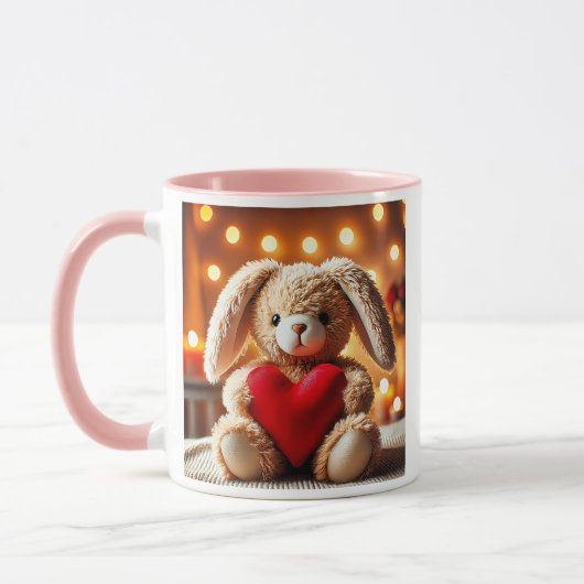 Stijlvolle pluche met een rood hart. mok (Links)